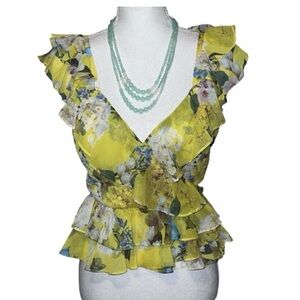 Marissa Webb Collective yellow floral ruffled feminine top